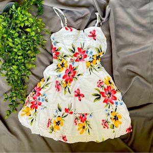Old Navy White Colorful floral print midi summer dress size L womens